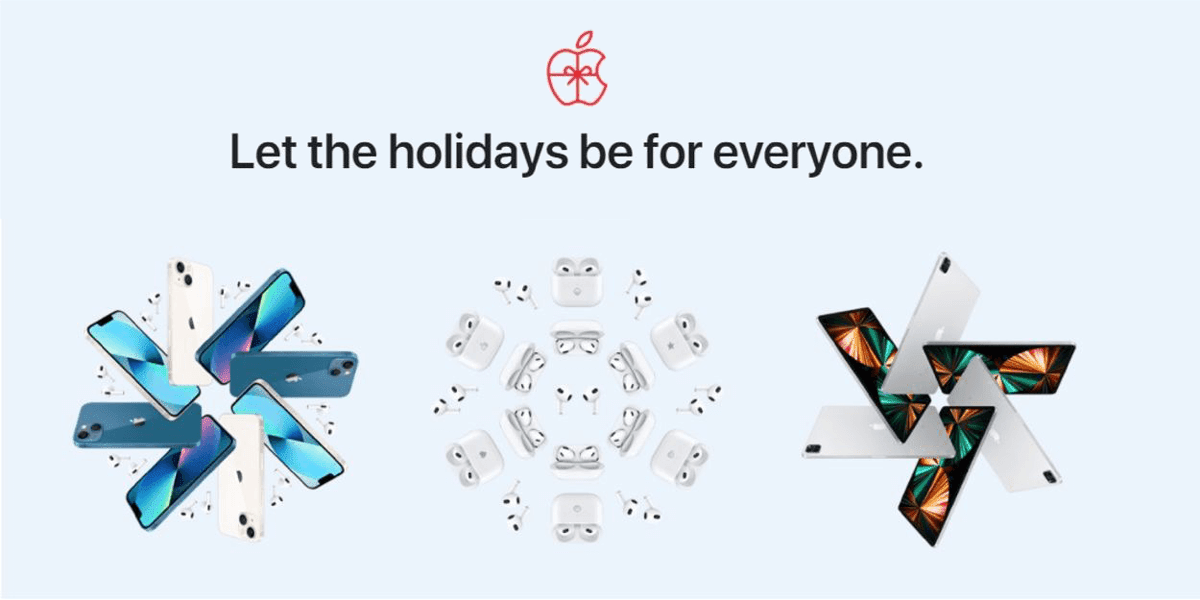Example from Apple’s website of messaging from their 2021 holiday marketing campaign