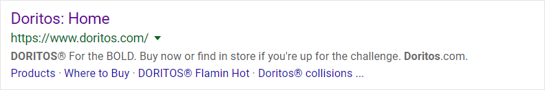 Doritos.com search listing