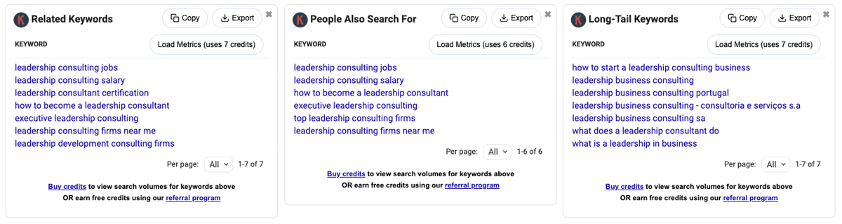 Example of a search results on Google that include Keywords Everywhere information