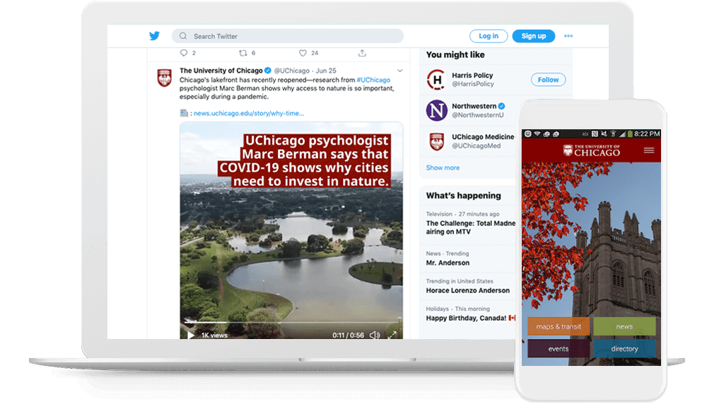 UChicago’s digital-first logo assets work well integrated into social media videos and in their apps