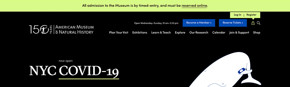 AMNH website announcement banner