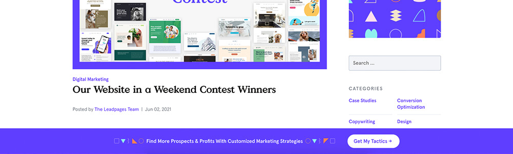 LeadPages content offer alert