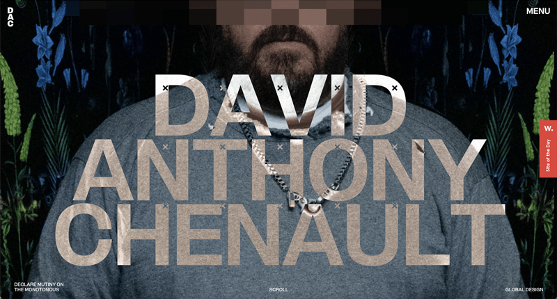 Screengrab showing the typography treatment used on interior designer David Anthony Chenault's homepage