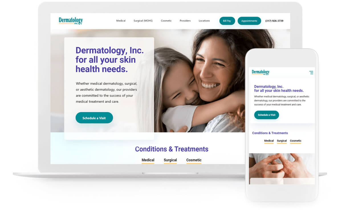 Dermatology, Inc. improved its digital patient experience with its redesigned healthcare website
