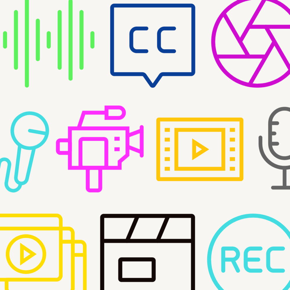Icons representing video production