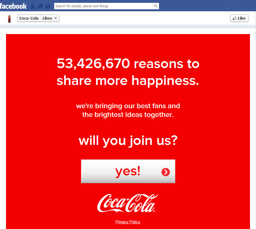 Coca-Cola Company welcome page