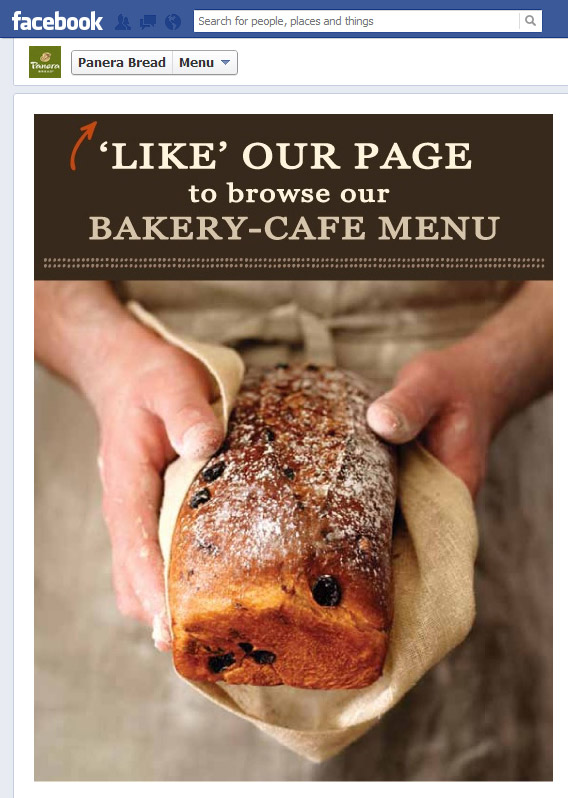 Panera Bread facebook welcome page