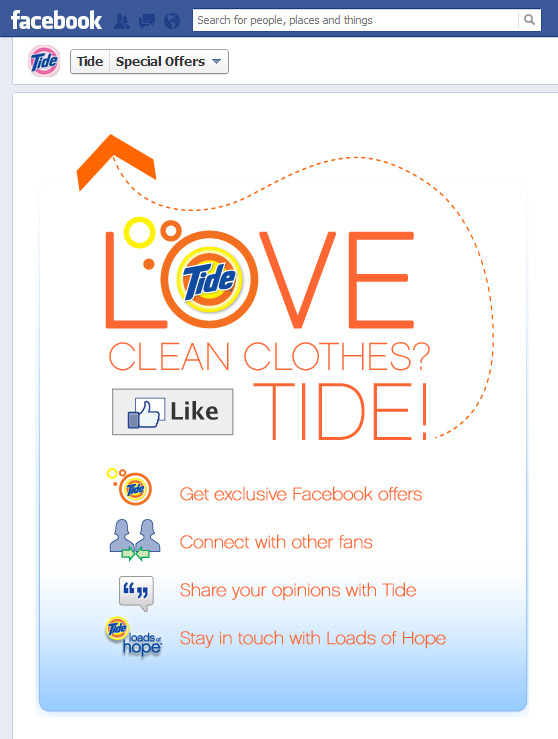 Tide Facebook welcome page