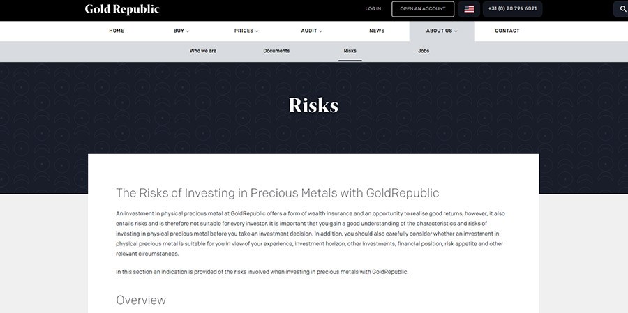 Gold republic interior webpage design