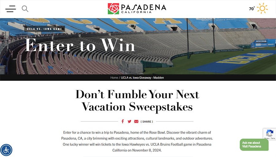 City of Pasadena Rose Bowl Giveaway