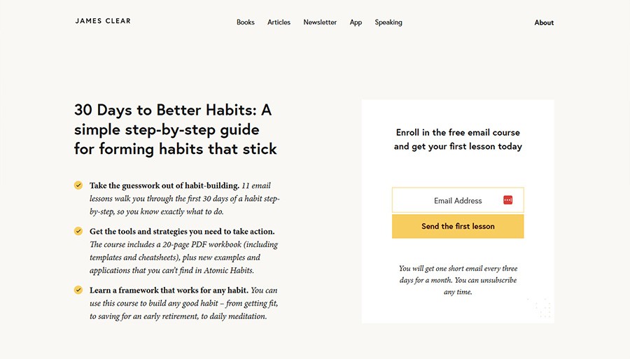 James Clear, Atomic Habits author, newsletter sign up