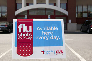Example of using temporary outdoor signs for healthcare guerrilla marketing