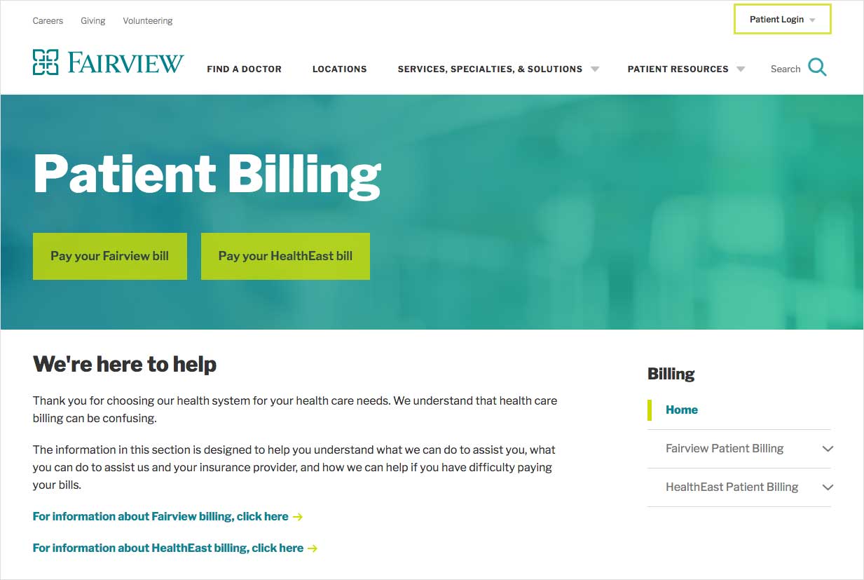 Fairview makes it easy for patients to get to billing information quickly