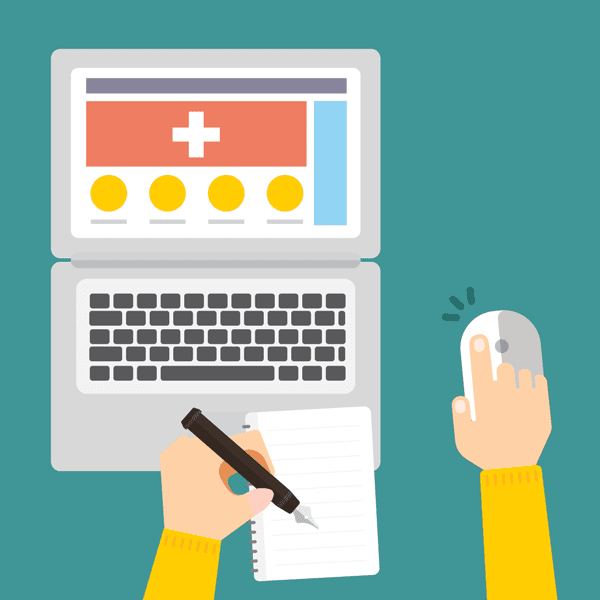 Web designer creates a layout based on top healthcare website design trends