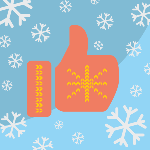 thumbs up hand illustration for blog post about holiday social media