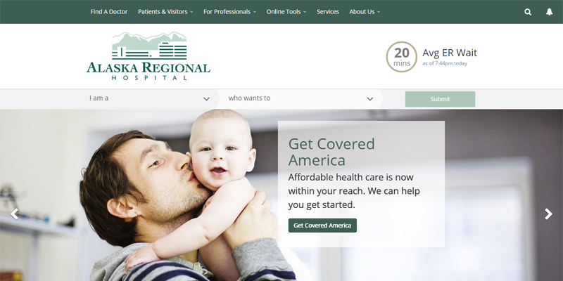 Alaska Regional hospital homepage