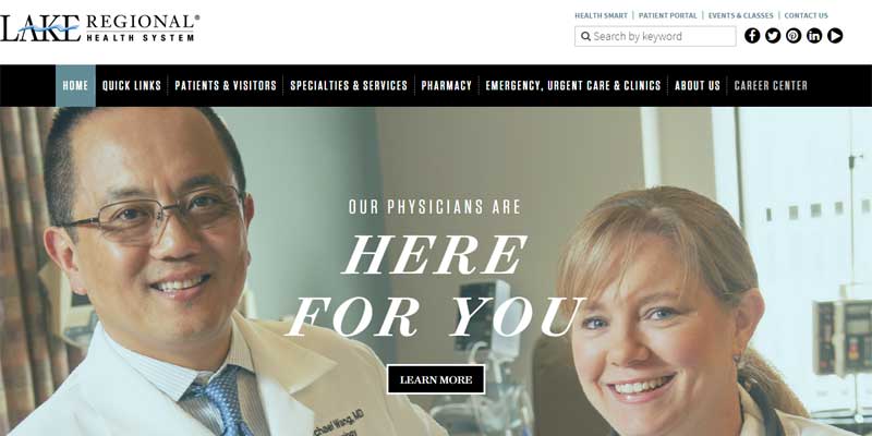 Lake Regional Health System homepage
