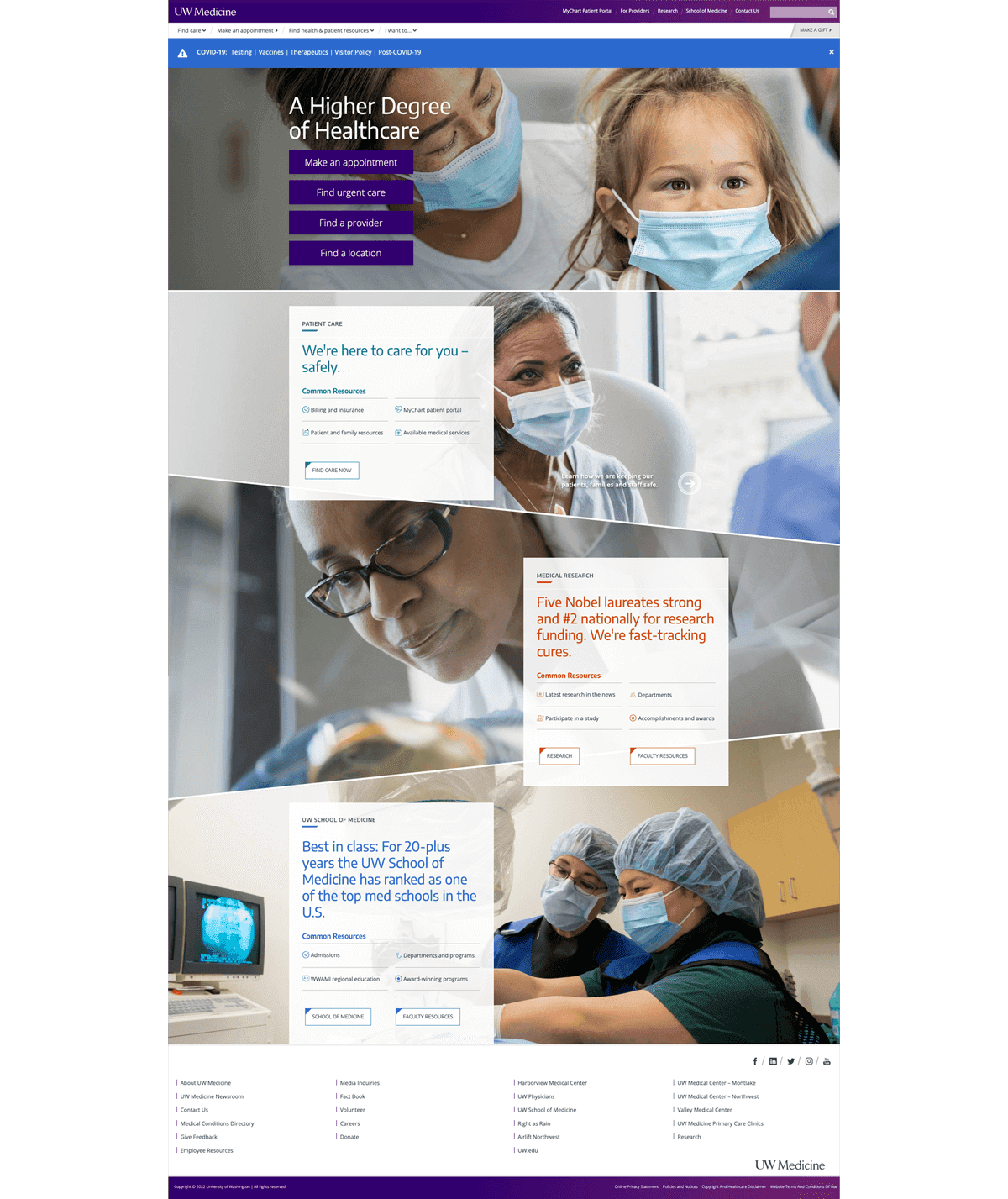 UW Medicine's photocentric good hospital website