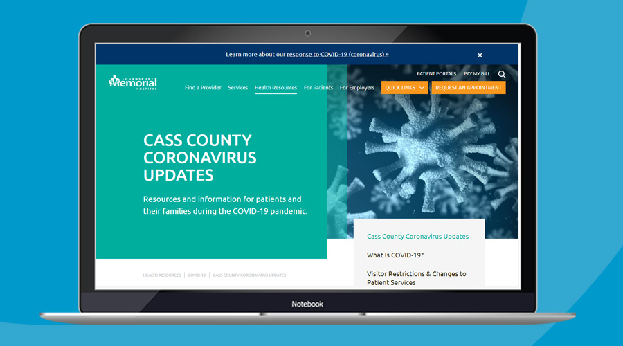 Example of COVID-19 crisis communications website update