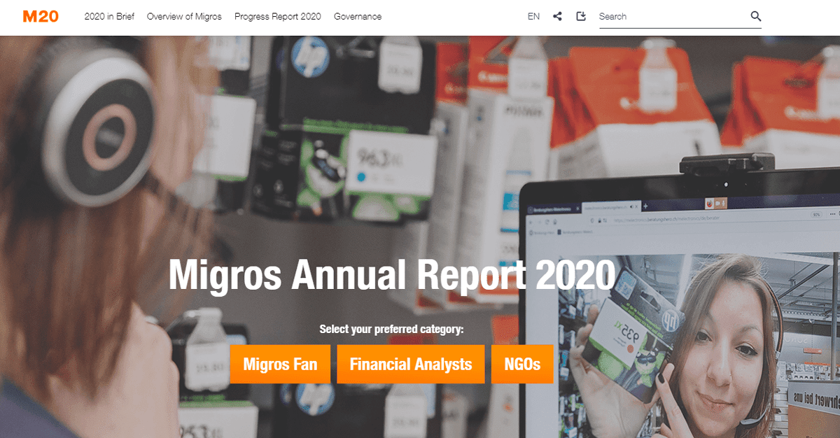 digital annual report example from Migros