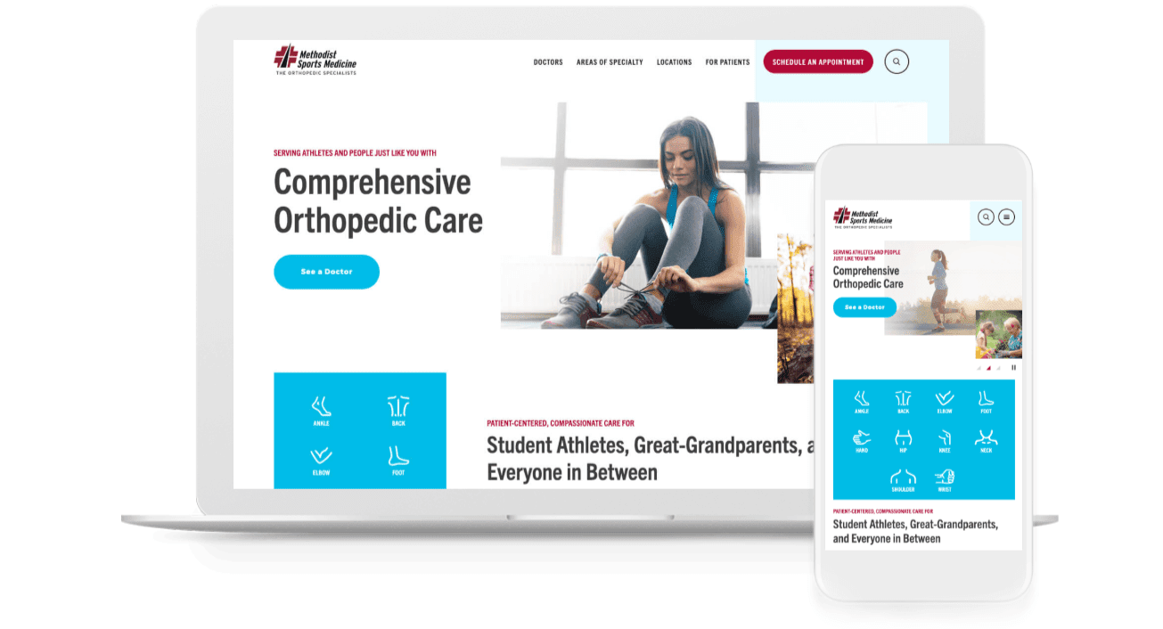 Methodist Sports Medicine's redesigned orthopedic website looks as good on mobile as it does on a desktop computer