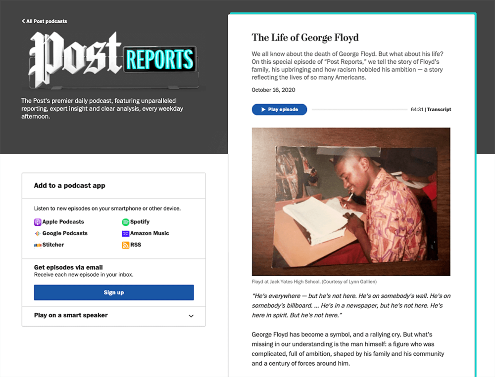 website podcast example: Post Reports