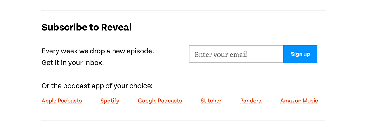 website podcast example: Reveal