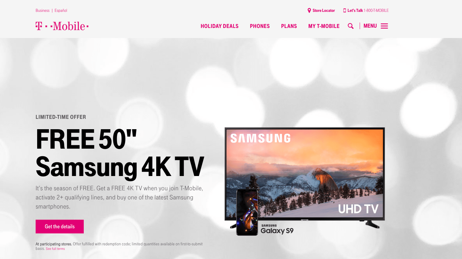 tmobile.com is a good website design example for its great use of design patterns