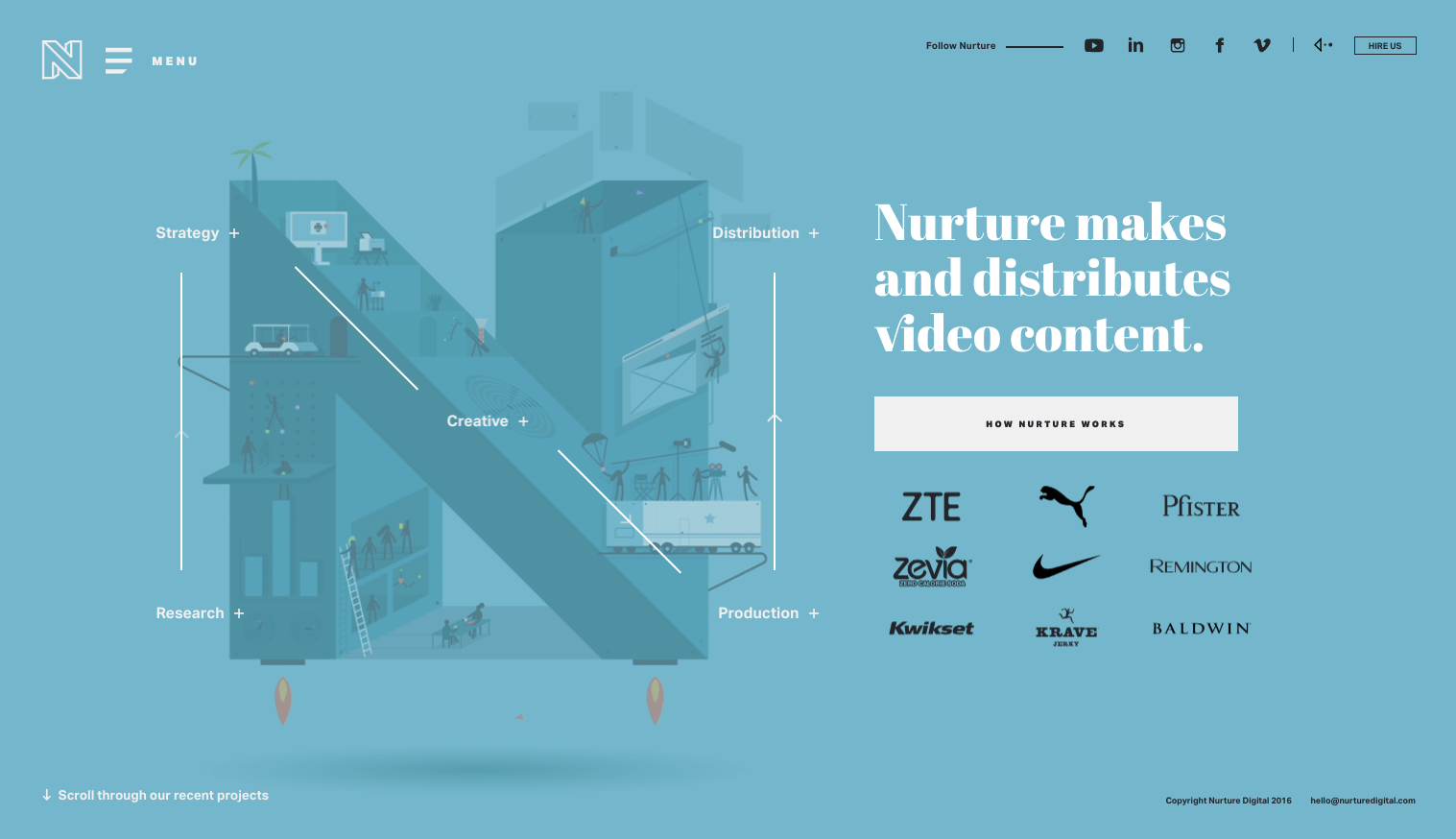 Nurturedigital.com is a good website design example for its excellent use of typography