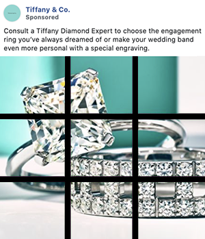 Tiffany Facebook paid ad with a photo that has been cropped using the rule of thirds