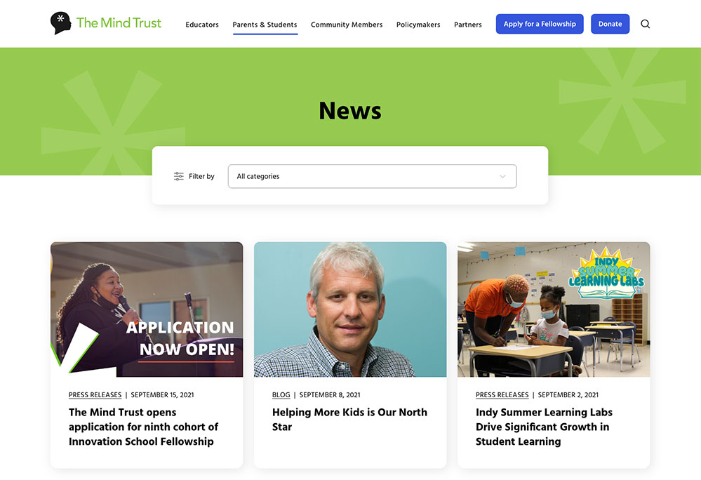 The Mind Trust news web page.