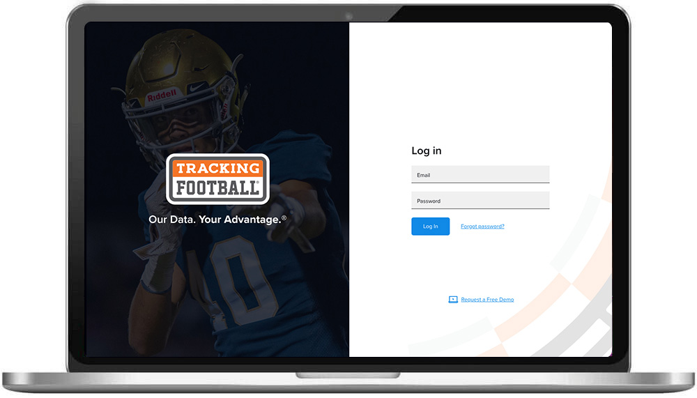 Laptop showing Tracking Football logo redesign in use