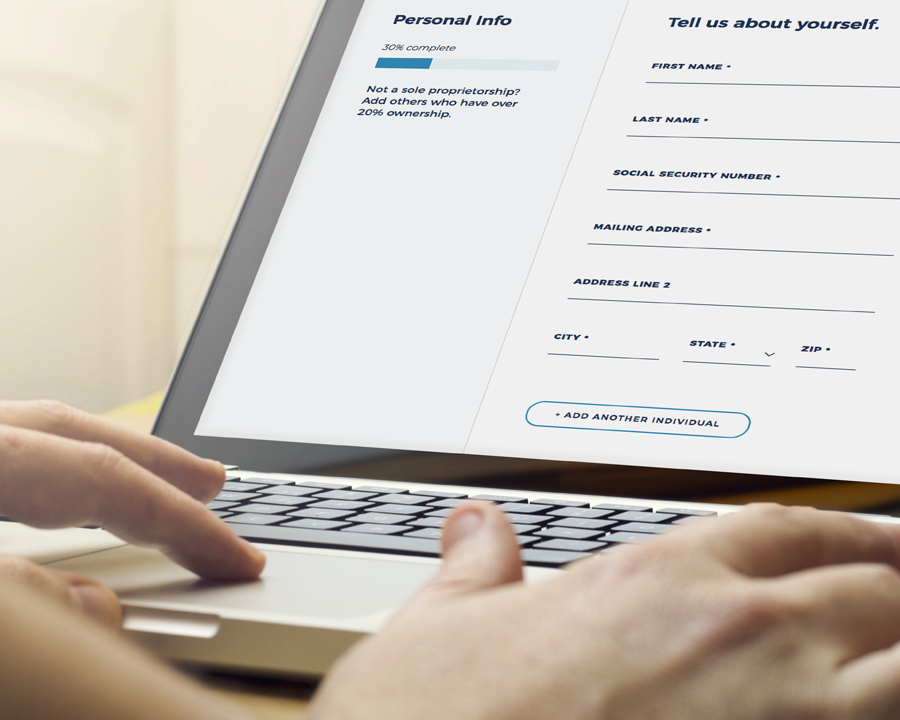 Baker Hill's new online loan application only includes absolutely necessary form fields.