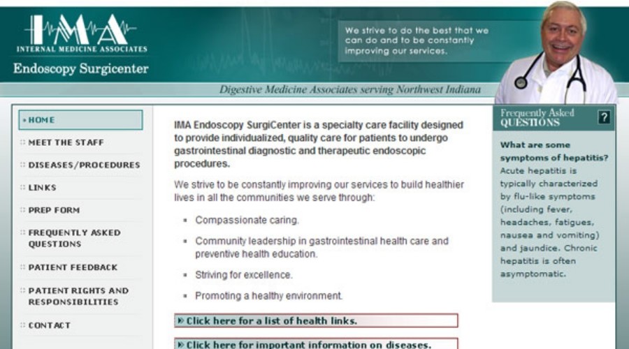 2005 web design example: Internal Medicine Associates homepage