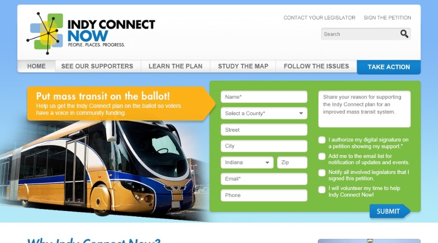Indy Connect Now homepage in 2008