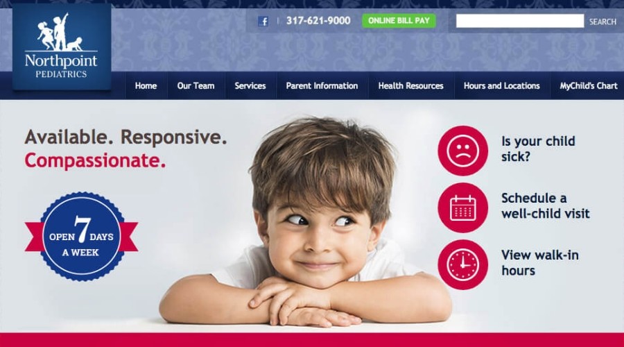 Northpoint Pediatrics homepage in 2011