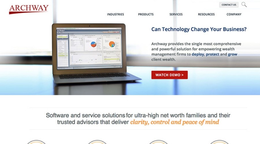 Archway Technologies homepage in 2012