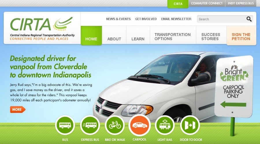 Central Indiana Regional Transportation Authority homepage in 2012