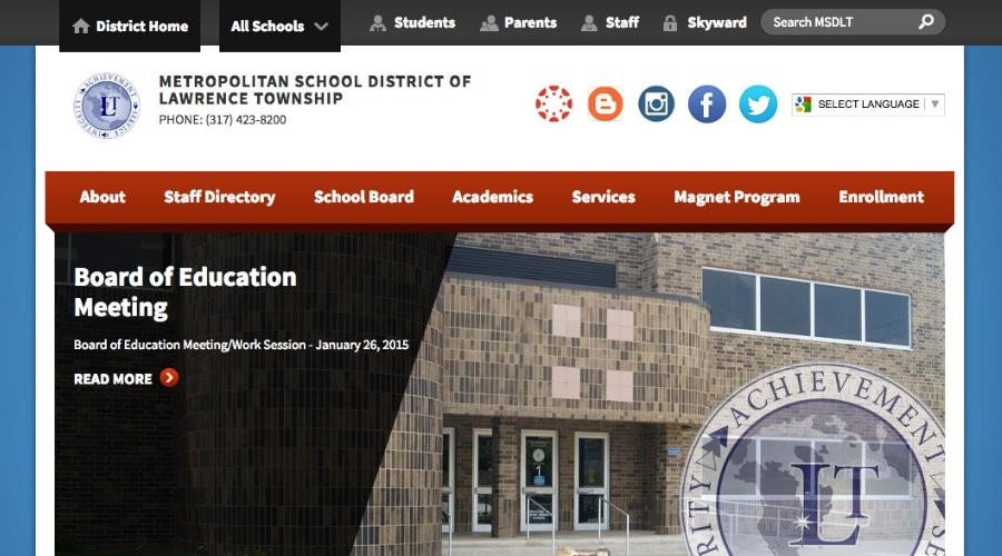 Metropolitan School District of Lawrence Township homepage in 2013