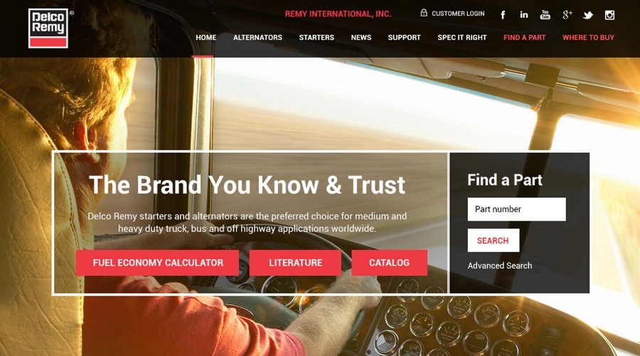 Delco Remy International homepage in 2015