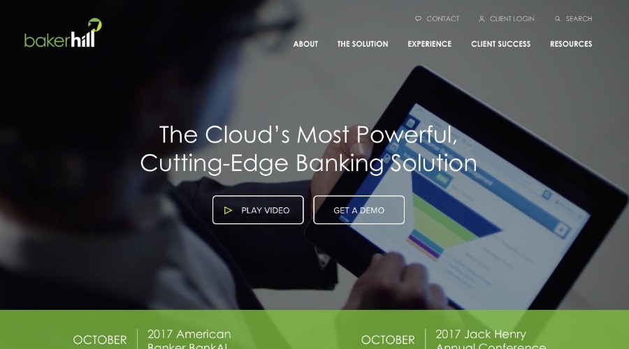 Baker Hill homepage in 2016