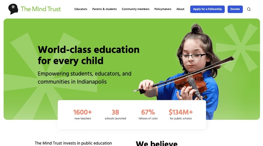 The Mind Trust homepage in 2021