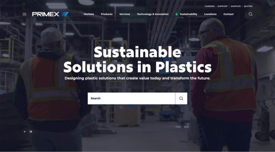 Primex Plastics homepage in 2022
