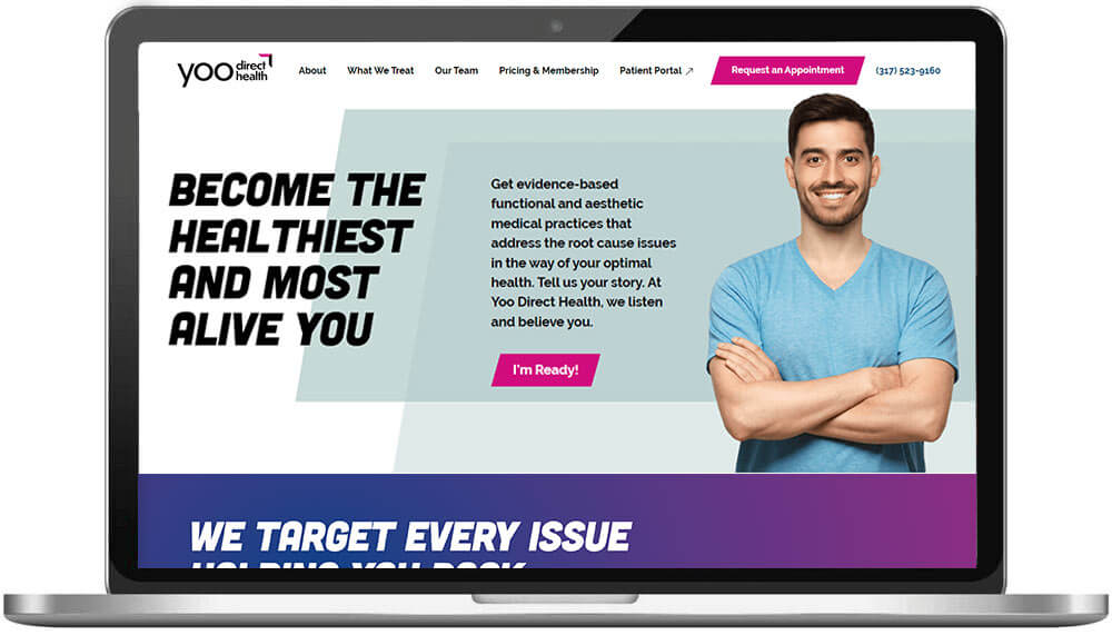 Medical web design home page preview for Yoo Direct Health's new website